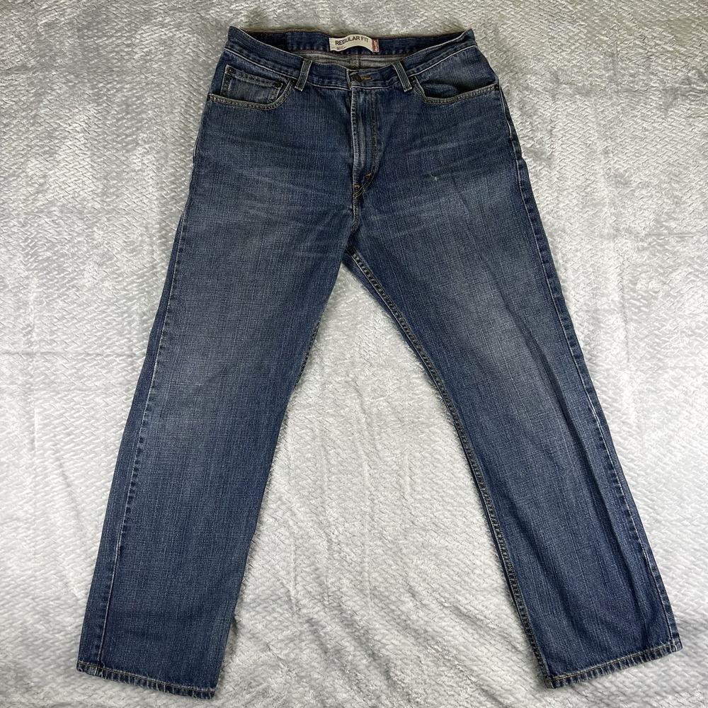 Levis 505 Jeans Mens 34x30 Regular Fit Straight Leg Medium Wash Denim Pants